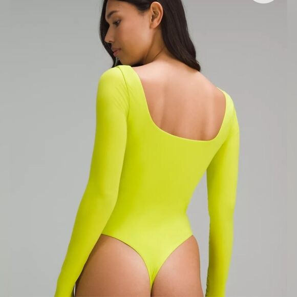 Lululemon Wundermost Nulu Square-Neck Long-Sleeve Bodysuit  Lichen Lime NWT - Picture 5 of 16